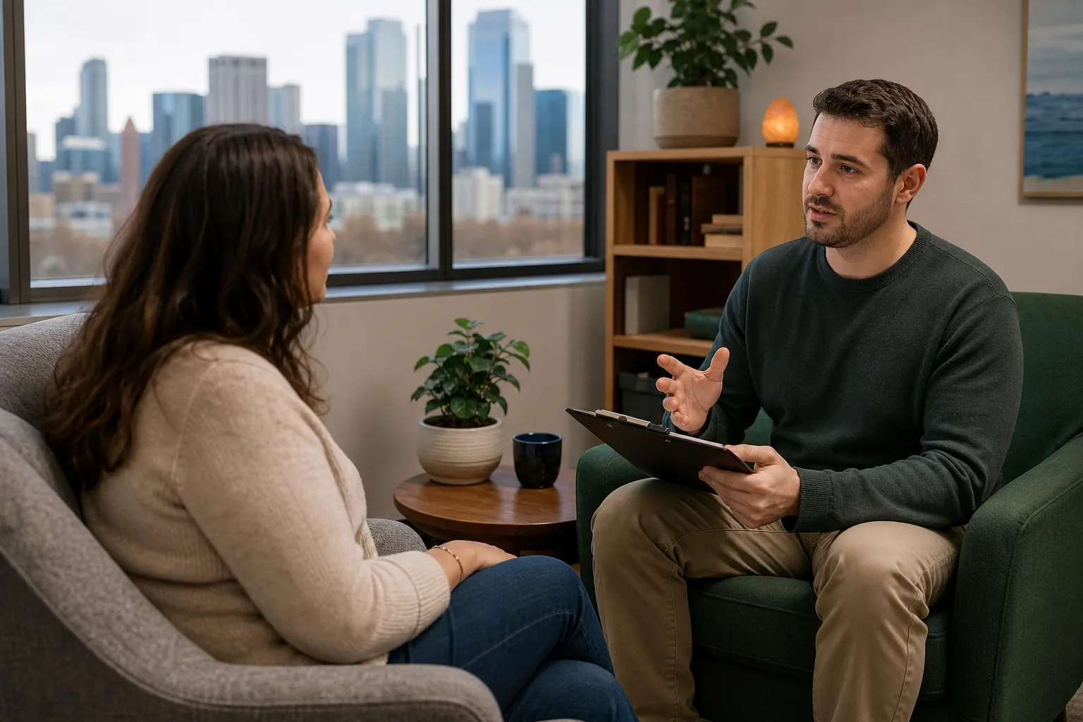Setting Mental Health Treatment Goals In CO - Seated Conversation in a Counseling Seated Conversation in a Counseling; Setting Mental Health Treatment Goals In CO, Denver, CO