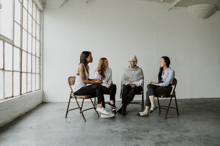 a group practices mental health awareness