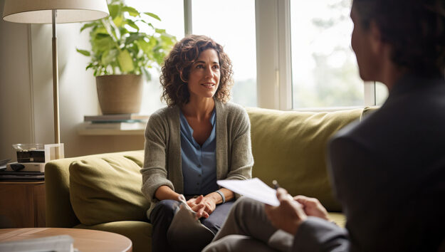 Enhancing Women’s Recovery- 4 day IOP female therapist talking to female client about enhancing women's recovery with a 4-day IOP